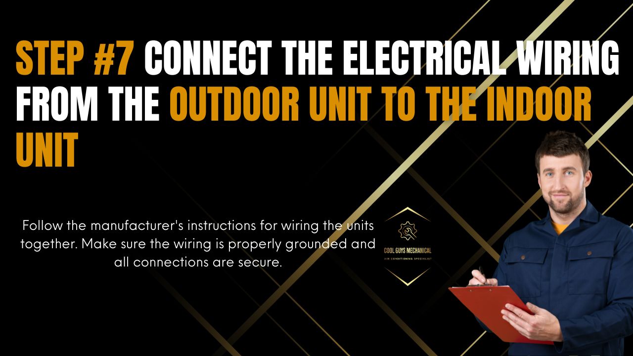 How to install ductless mini split AC step 7 - Connect the electrical wiring from the outdoor unit to the indoor unit